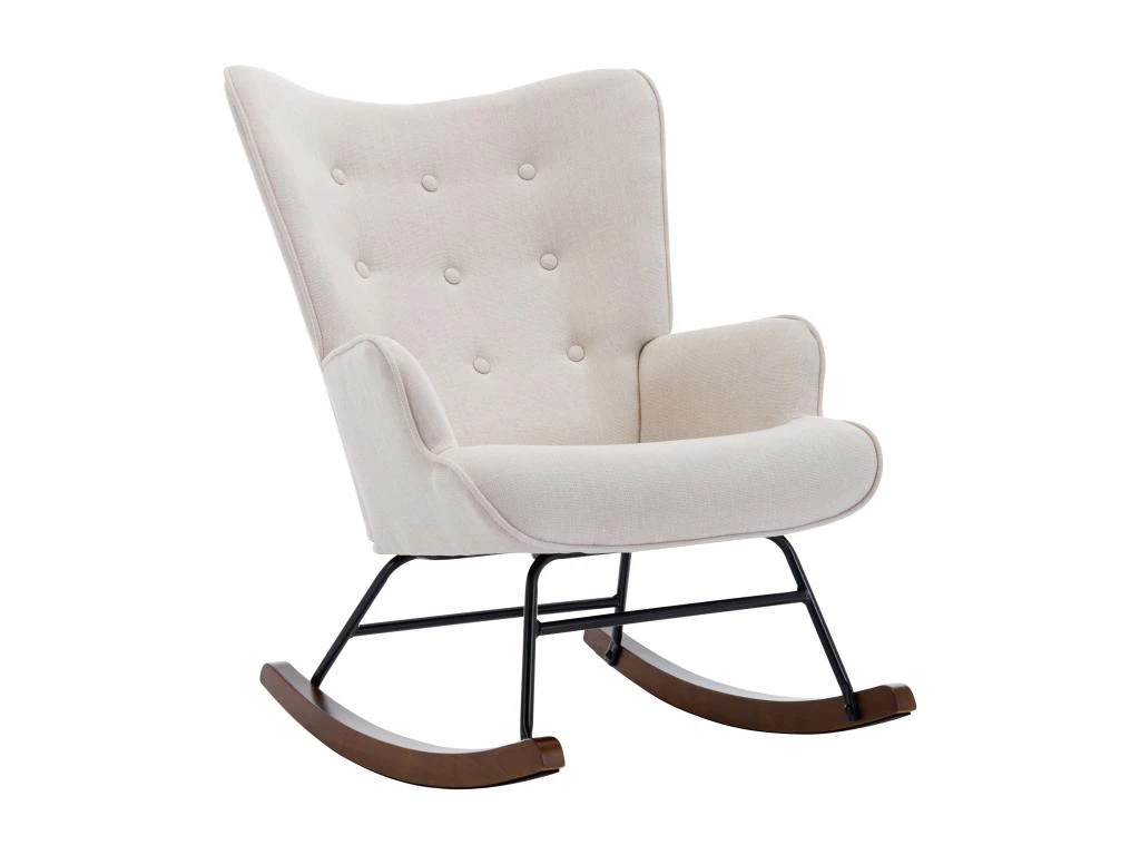 Fauteuil à Bascule En Tissu Chiné Beige ELMINA II – Image 2