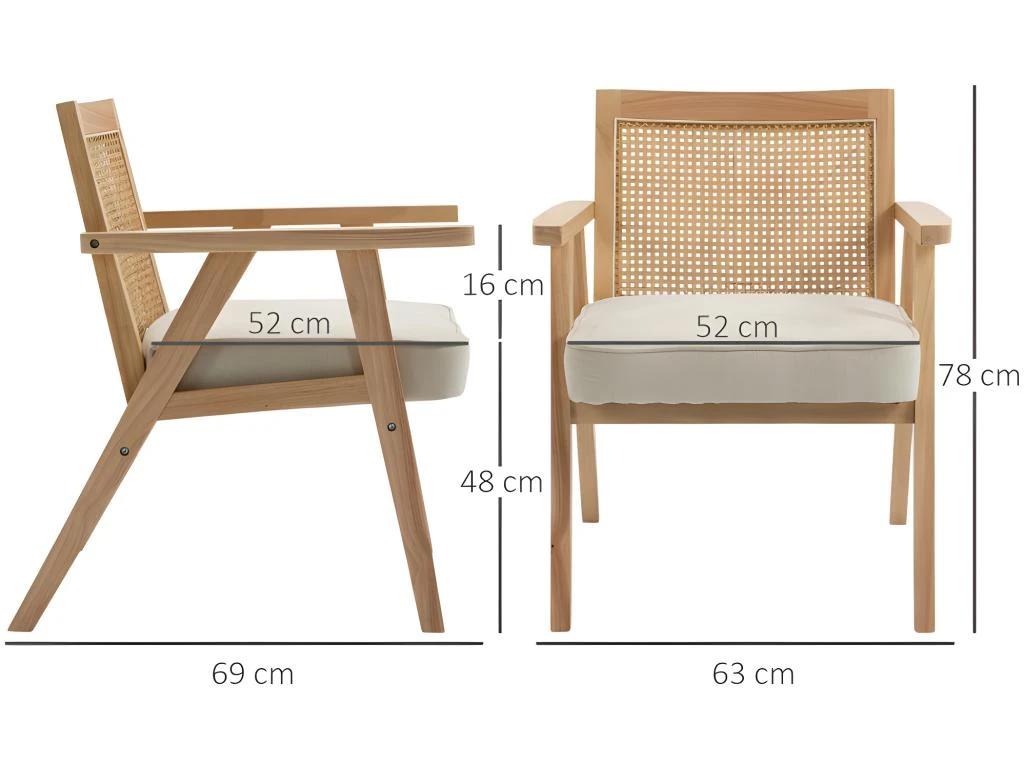 Fauteuil Cannage LARIDA Beige â Image 3