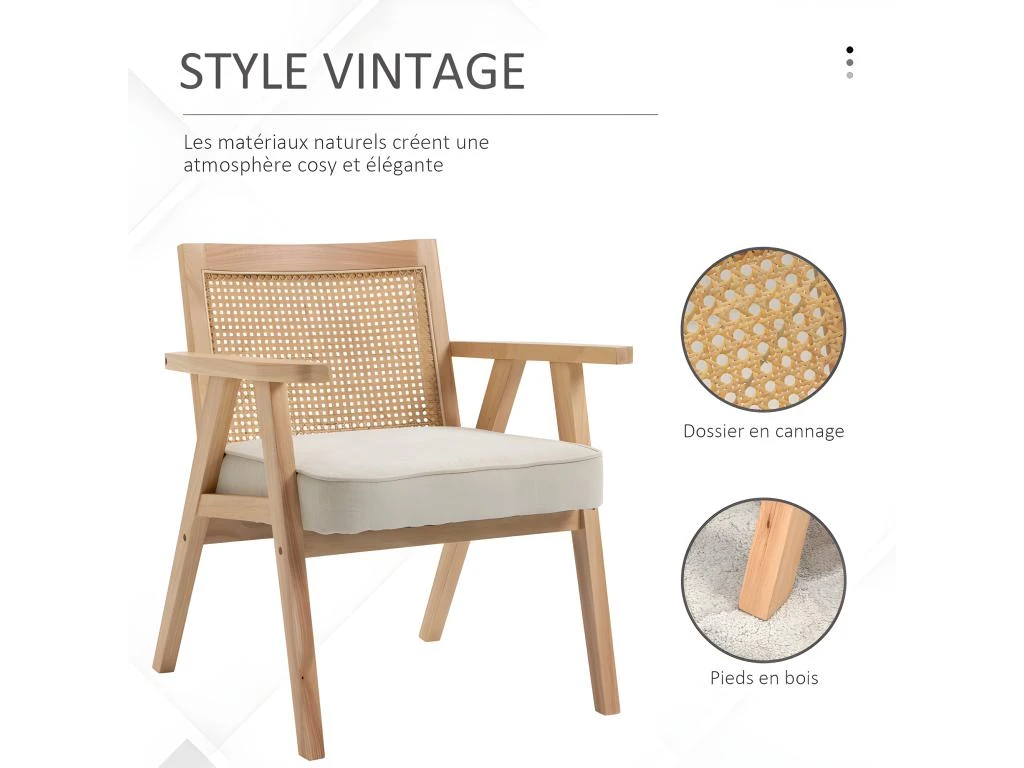 Fauteuil Cannage LARIDA Beige â Image 4
