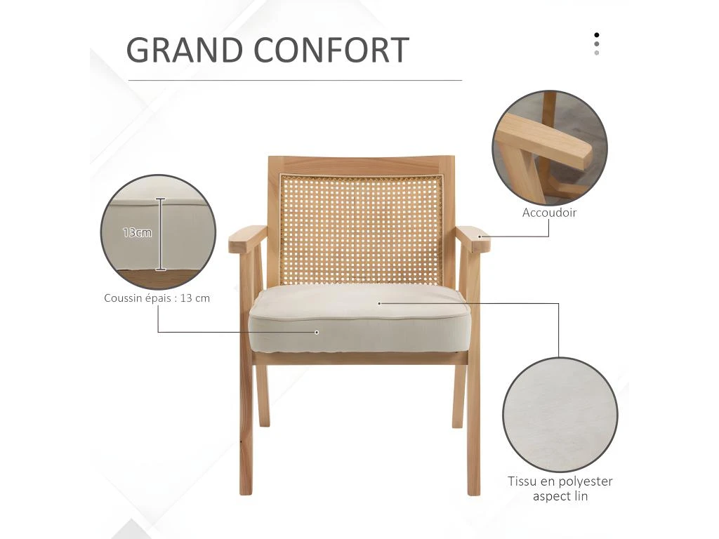 Fauteuil Cannage LARIDA Beige â Image 5