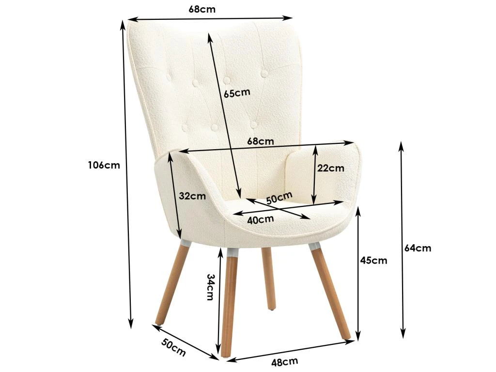 Fauteuil Relax Scandinave En Tissu Bouclette,kas â Image 8