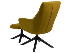 Heather Fauteuil Lounge Avec Tabouret, Couleur Curry, Noir.