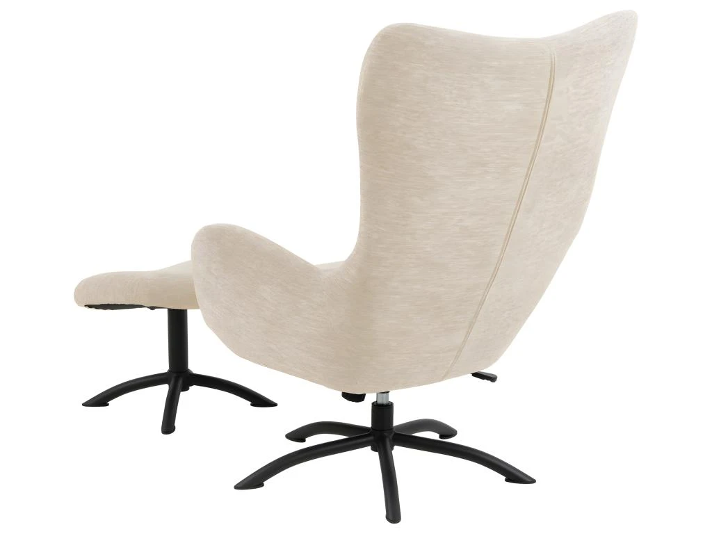 Talgarth Fauteuil Relax Avec Tabouret, Crème, Noir. – Image 3