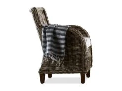 Baron Fauteuil En Rotin Naturel, Gris.