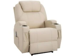 Fauteuil De Relaxation éléctrique Massant Inclinable CHARLOTTE Crème