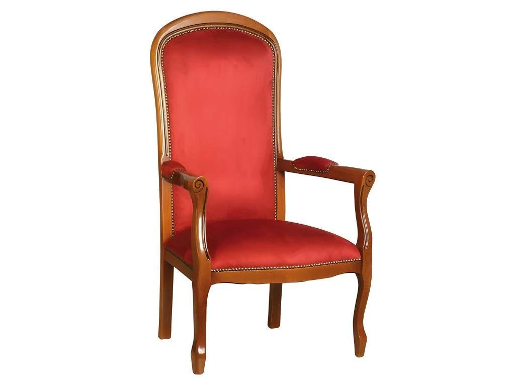 Fauteuil Voltaire Microfibre Bordeaux - GRIVOS - L 61 X L 70 X H 111