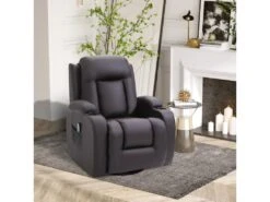 Fauteuil De Massage Et Relaxation électrique Chauffant Inclinable Manuellement Repose-pied Télécommande Chocolat