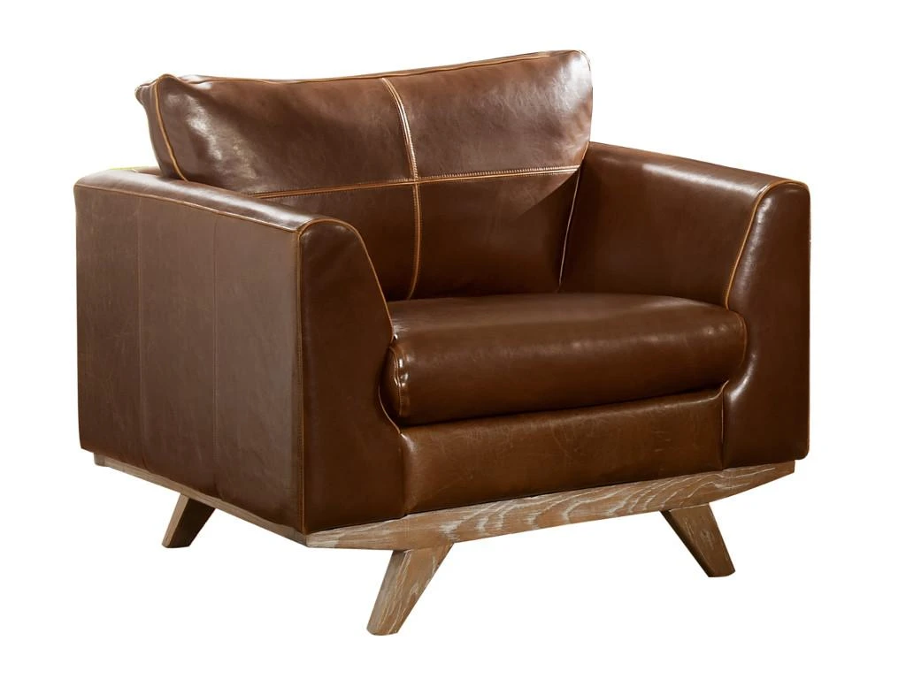 Fauteuil En Cuir Vieilli ALEGAN - Marron â Image 3