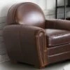 Fauteuil Club 100% Cuir Vieilli BAUDOIN - Marron