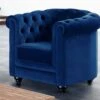 Fauteuil CHESTERFIELD - Velours Bleu Roi