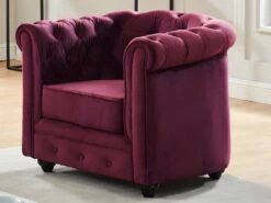 Fauteuil CHESTERFIELD - Velours Pourpre