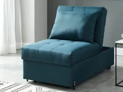 Fauteuil Convertible En Tissu LESNA - Bleu Canard