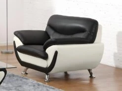 Fauteuil En Simili INDICE - Bicolore Noir Et Ivoire