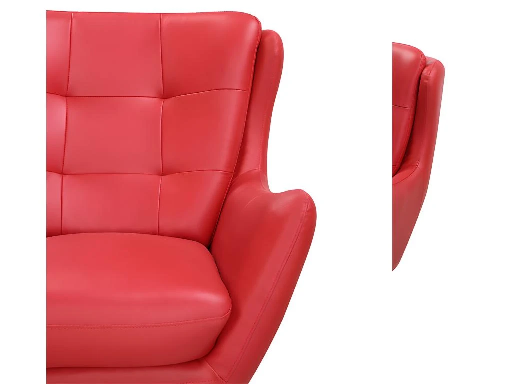 Fauteuil Pivotant En Cuir ANABA - Rouge – Image 3