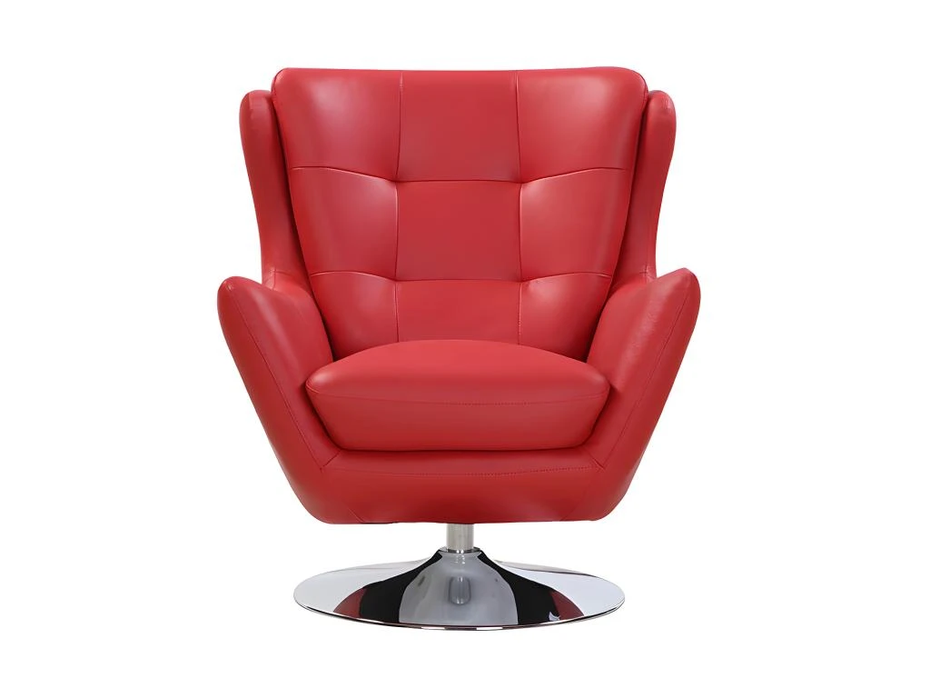 Fauteuil Pivotant En Cuir ANABA - Rouge – Image 2