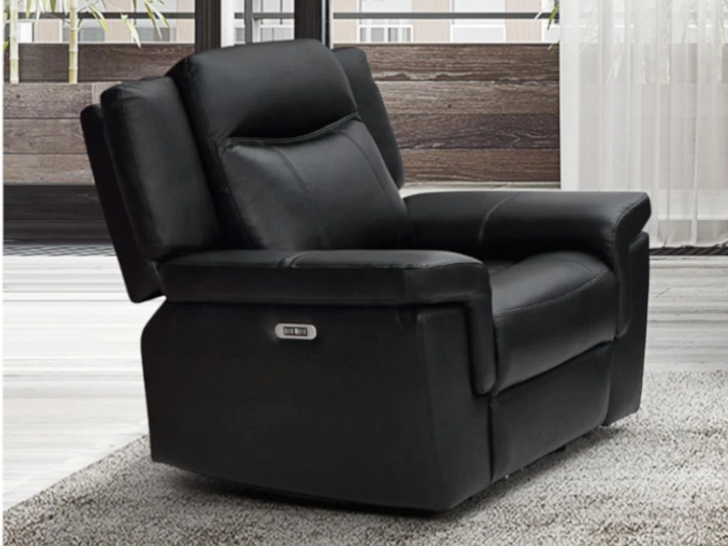 Fauteuil Relax électrique En Cuir KENNETH - Noir – Image 3