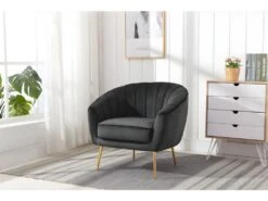 Fauteuil Cabriolet En Velours PABLITO - Anthracite
