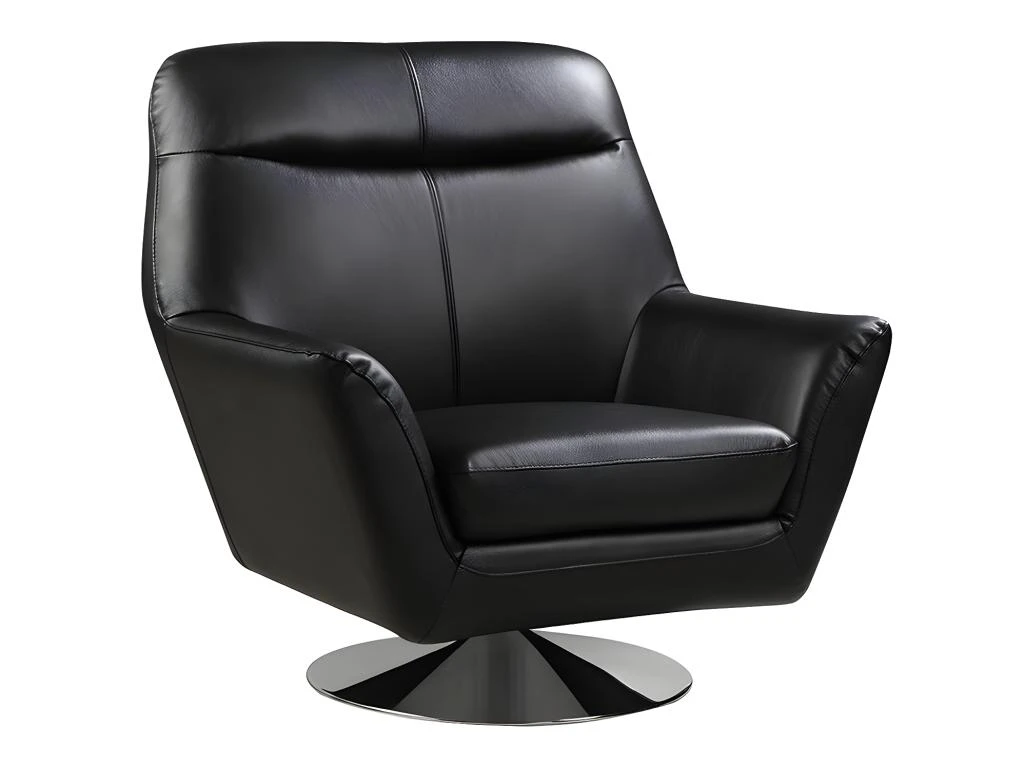 Fauteuil Pivotant En Cuir De Buffle ITHAQUE - Noir â Image 6