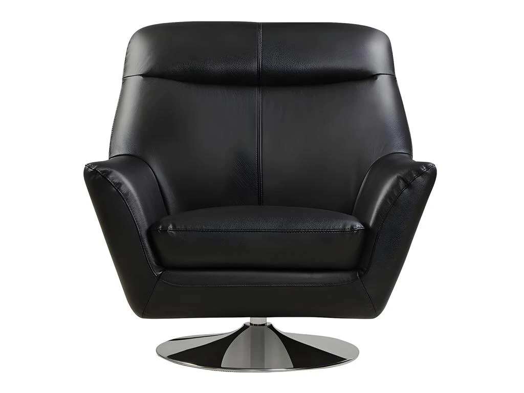Fauteuil Pivotant En Cuir De Buffle ITHAQUE - Noir â Image 3
