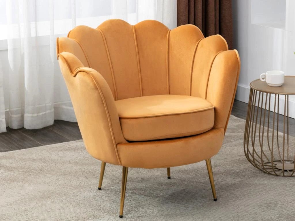 Fauteuil Coquillage En Velours Jaune Moutarde DANDELION De Pascal Morabito – Image 2