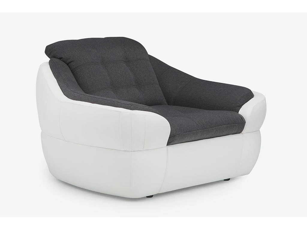 Fauteuil En Tissu Et Simili FAREZ - Bicolore Gris Et Blanc â Image 5
