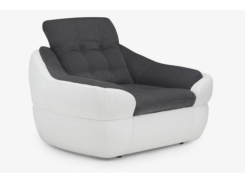 Fauteuil En Tissu Et Simili FAREZ - Bicolore Gris Et Blanc â Image 4