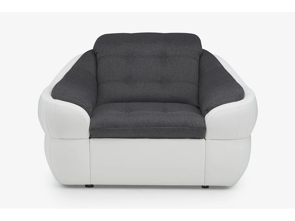 Fauteuil En Tissu Et Simili FAREZ - Bicolore Gris Et Blanc â Image 3