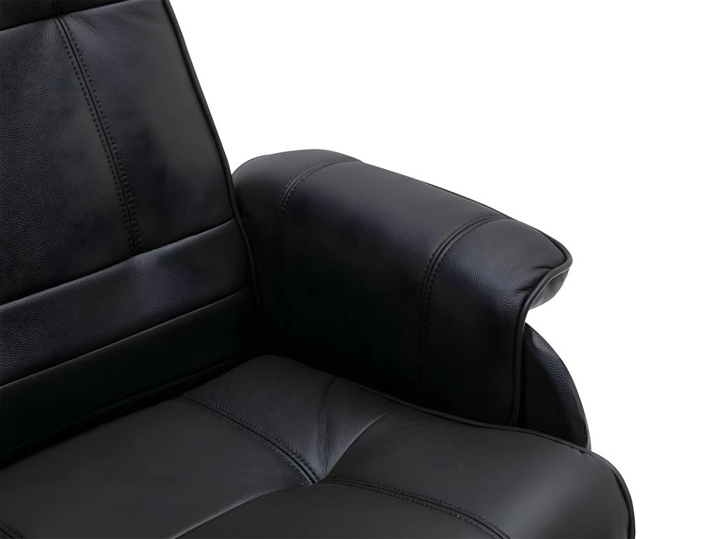 Fauteuil De Relaxation Avec Repose-pied En Cuir ANDALOUSIE - Noir â Image 5