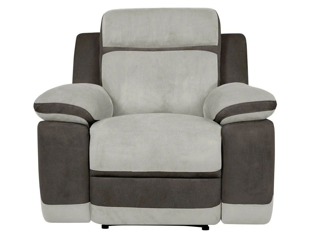 Fauteuil Relax En Microfibre Gris Clair Et Bandes Marrons TALCA â Image 3