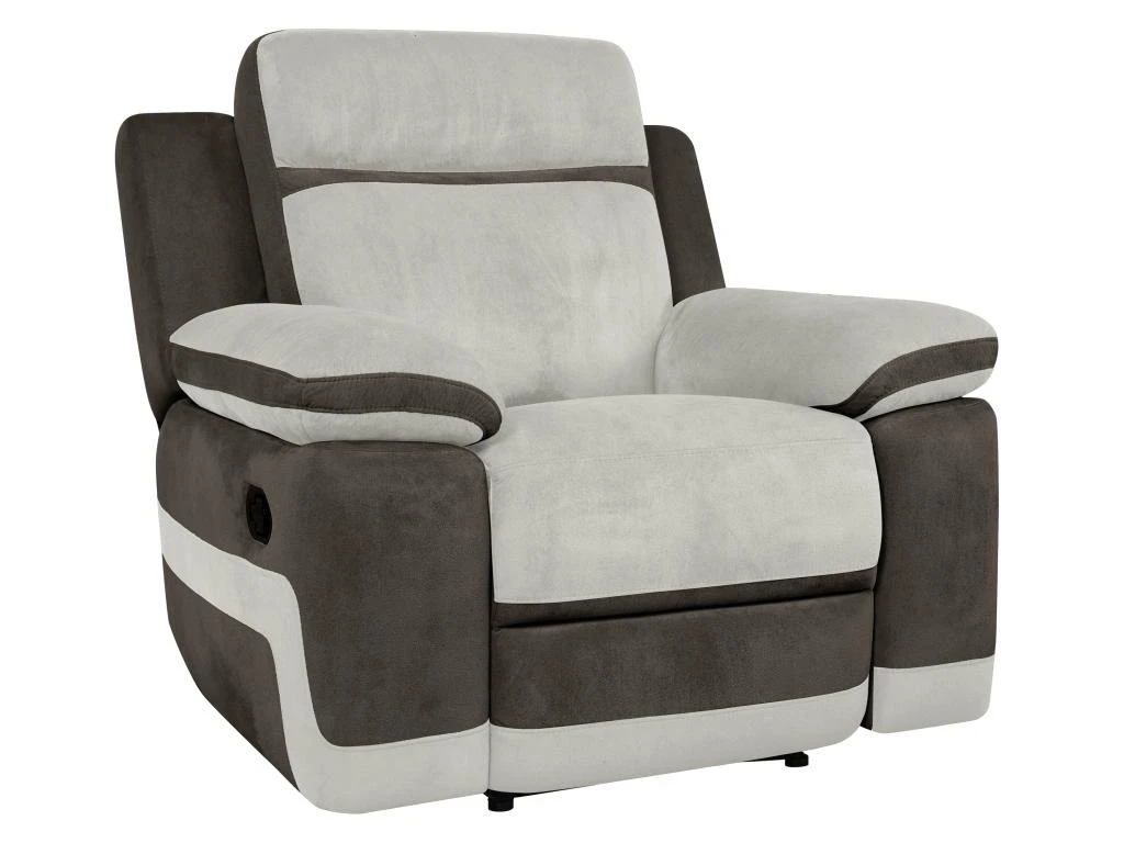 Fauteuil Relax En Microfibre Gris Clair Et Bandes Marrons TALCA â Image 4