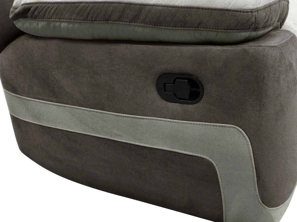 Fauteuil Relax En Microfibre Gris Clair Et Bandes Marrons TALCA â Image 9