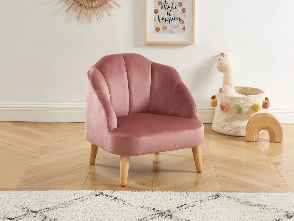Fauteuil Pour Enfant En Velours Rose COBACA