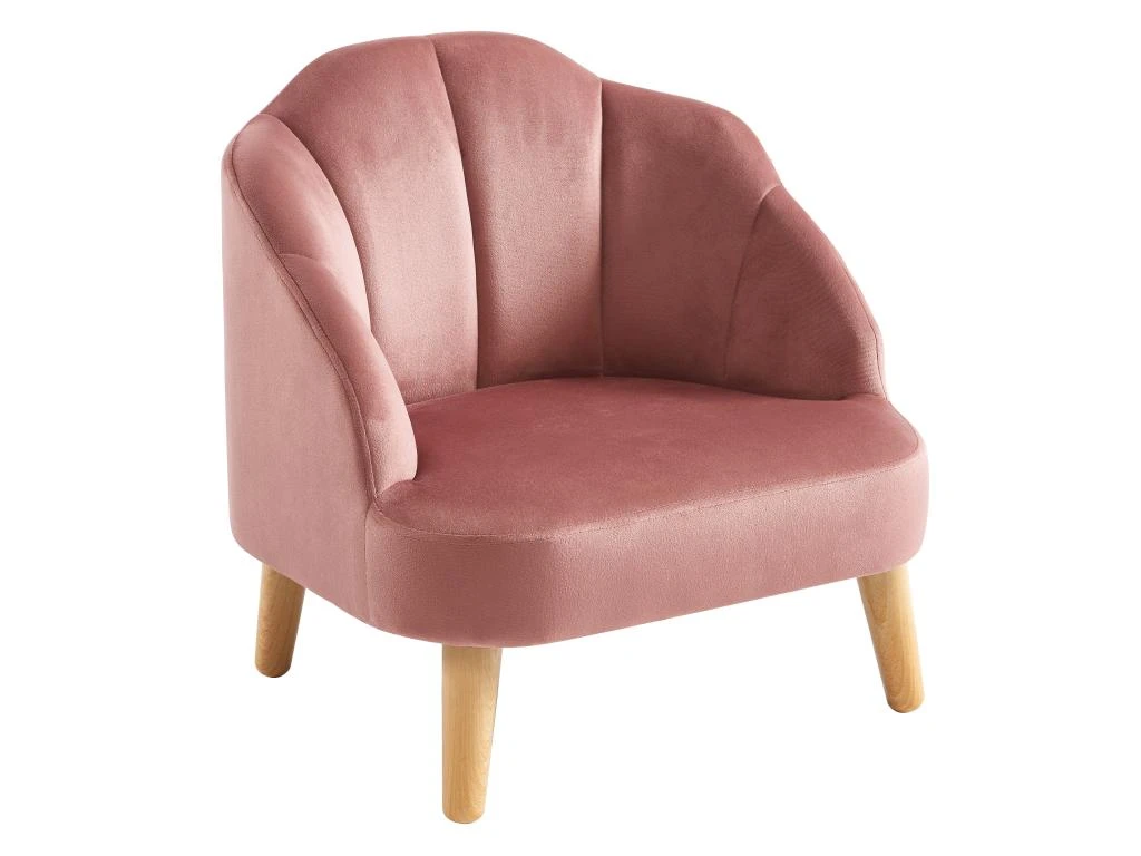 Fauteuil Pour Enfant En Velours Rose COBACA â Image 2