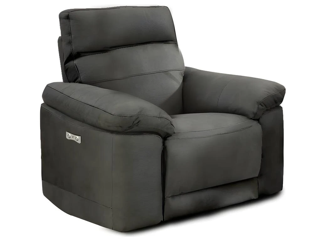 Fauteuil Relaxation Motorisé En Tissu Suédine Gris Anthracite - CLARA