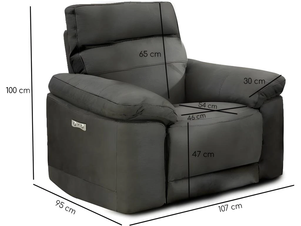 Fauteuil Relaxation Motorisé En Tissu Suédine Gris Anthracite - CLARA – Image 5