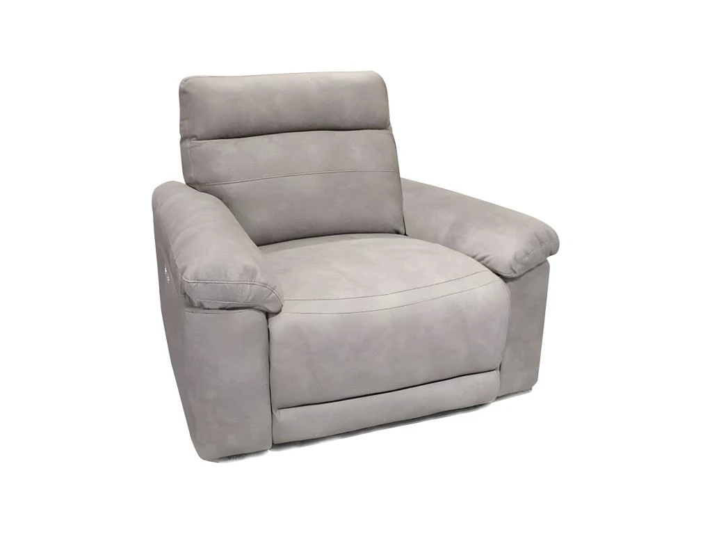Fauteuil Relaxation Motorisé En Tissu Suédine Beige Doux - CLARA