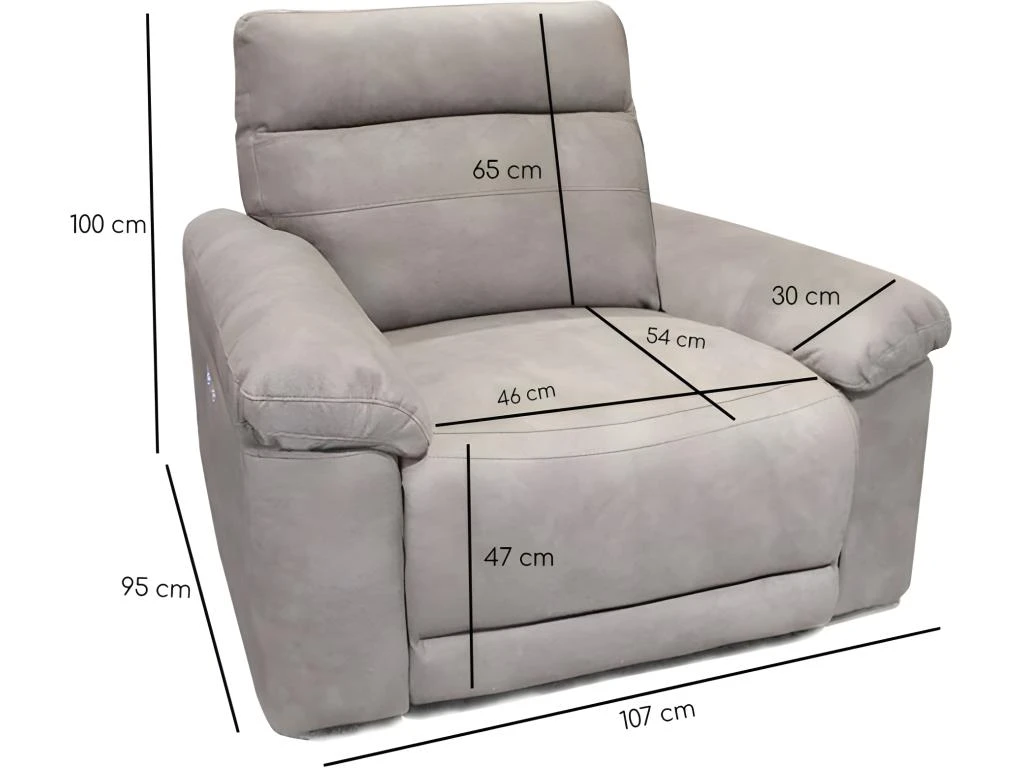 Fauteuil Relaxation Motorisé En Tissu Suédine Beige Doux - CLARA – Image 3