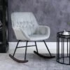 Fauteuil à Bascule Grand Confort Accoudoirs Assise Dossier Garnissage Mousse Haute Densité Velours Gris Clair