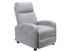 SOFEN - Fauteuil De Relaxation Matelassé Gris Clair