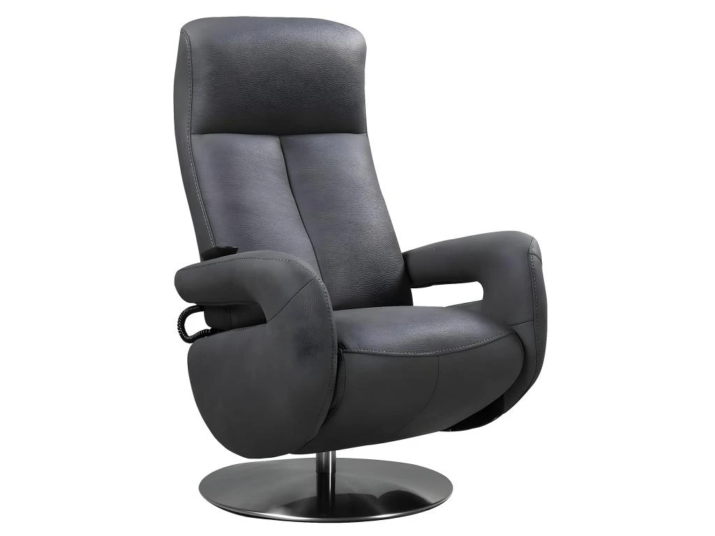 ROSARIO - Fauteuil Relax Electrique Cuir Gris Foncé