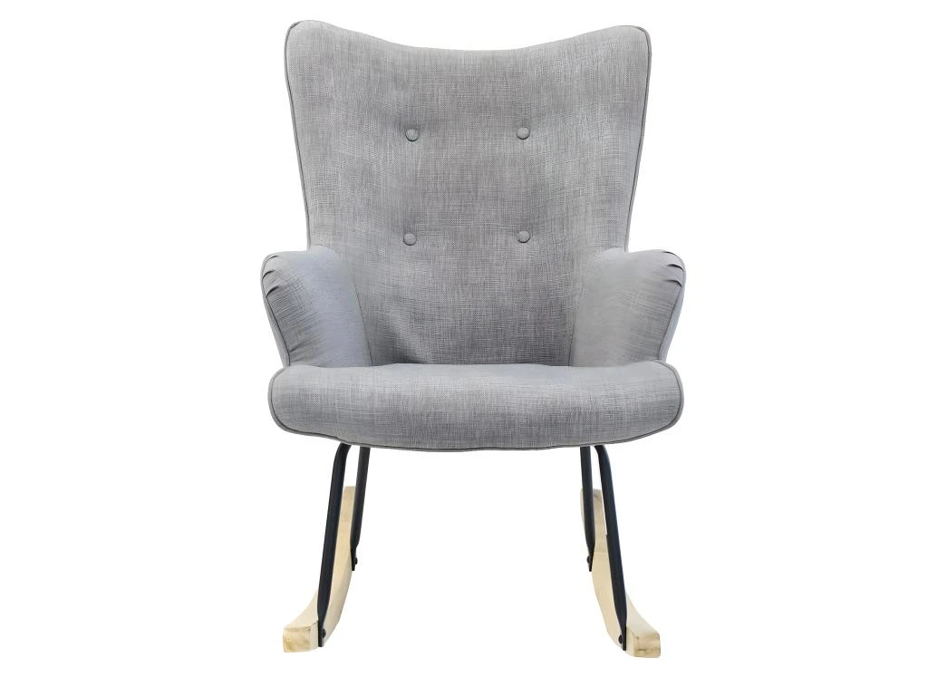 POHJA - Fauteuil à Bascule Gris Dossier Capitonné – Image 2