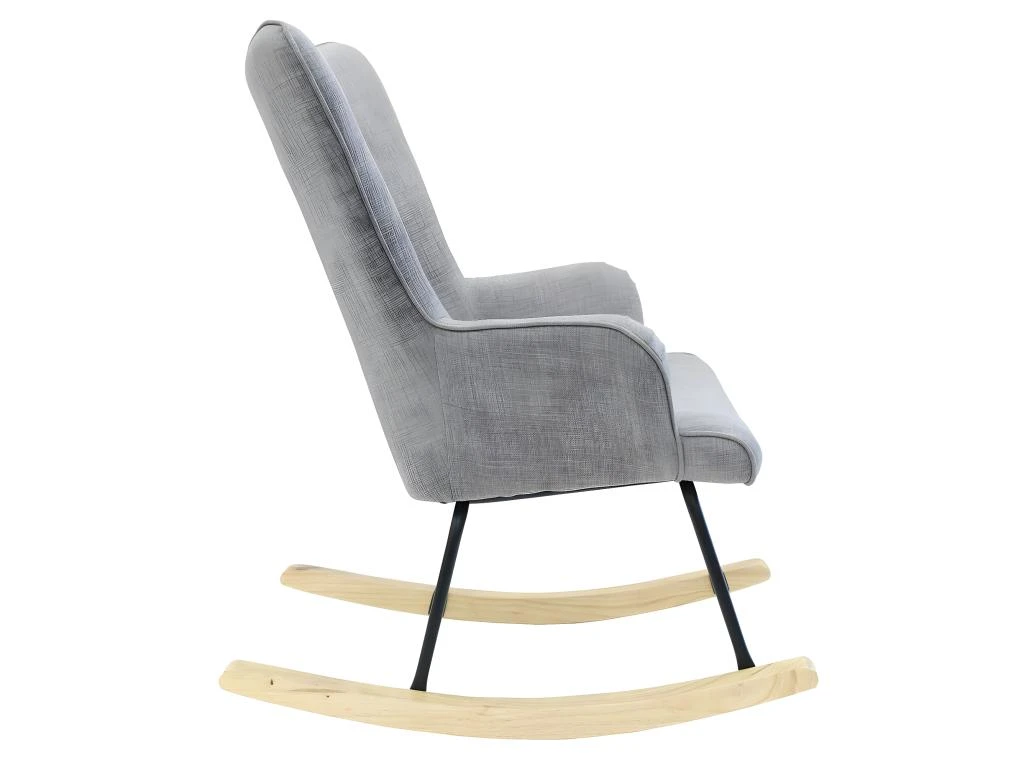 POHJA - Fauteuil à Bascule Gris Dossier Capitonné – Image 3