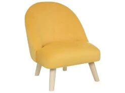 Fauteuil Pour Enfant En Tissu Jaune Et Pieds En Bois De Pin
