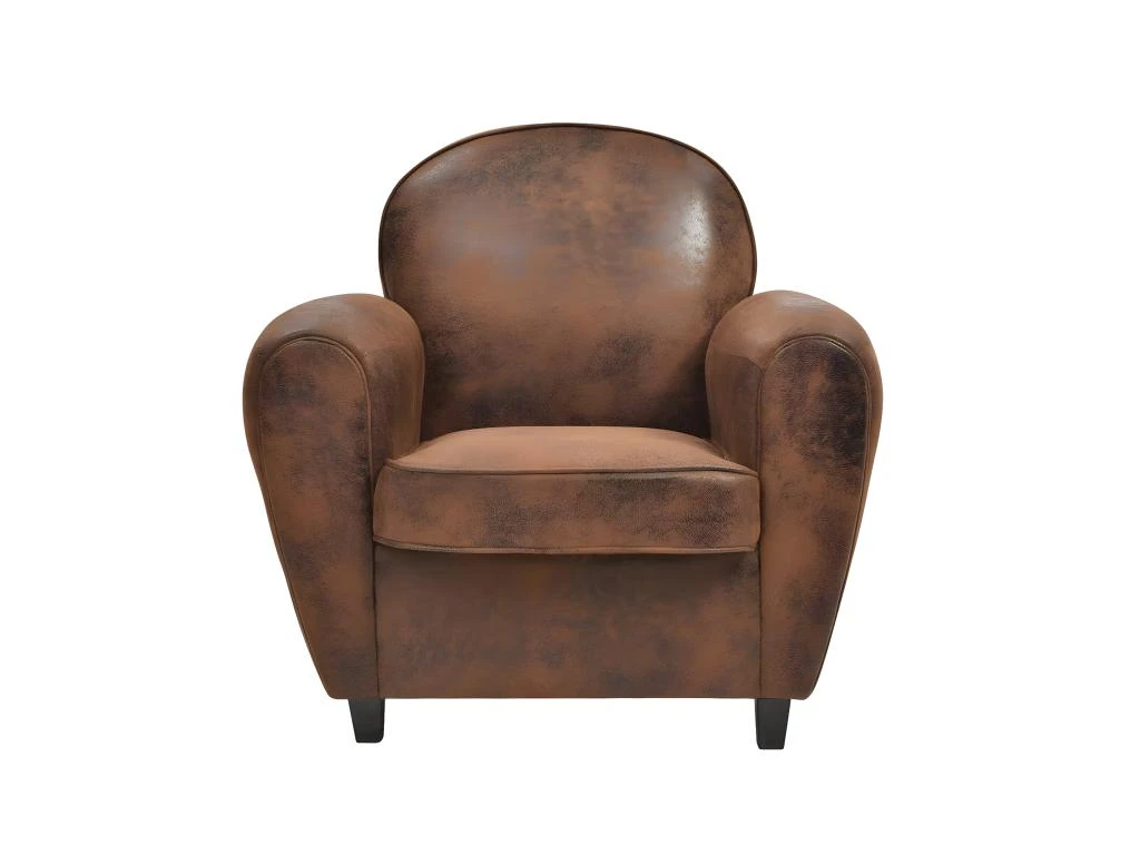 GANSSI - Fauteuil Club Marron Aspect Cuir Vieilli â Image 3