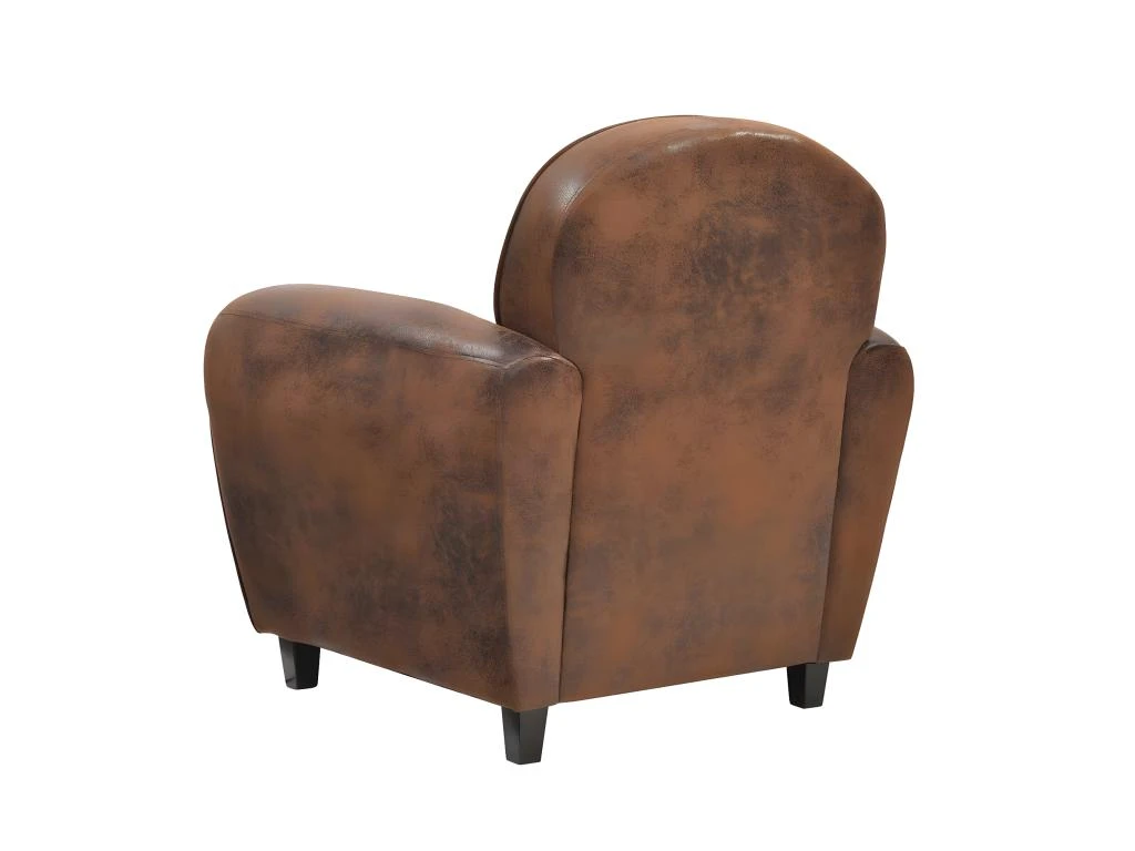 GANSSI - Fauteuil Club Marron Aspect Cuir Vieilli â Image 4