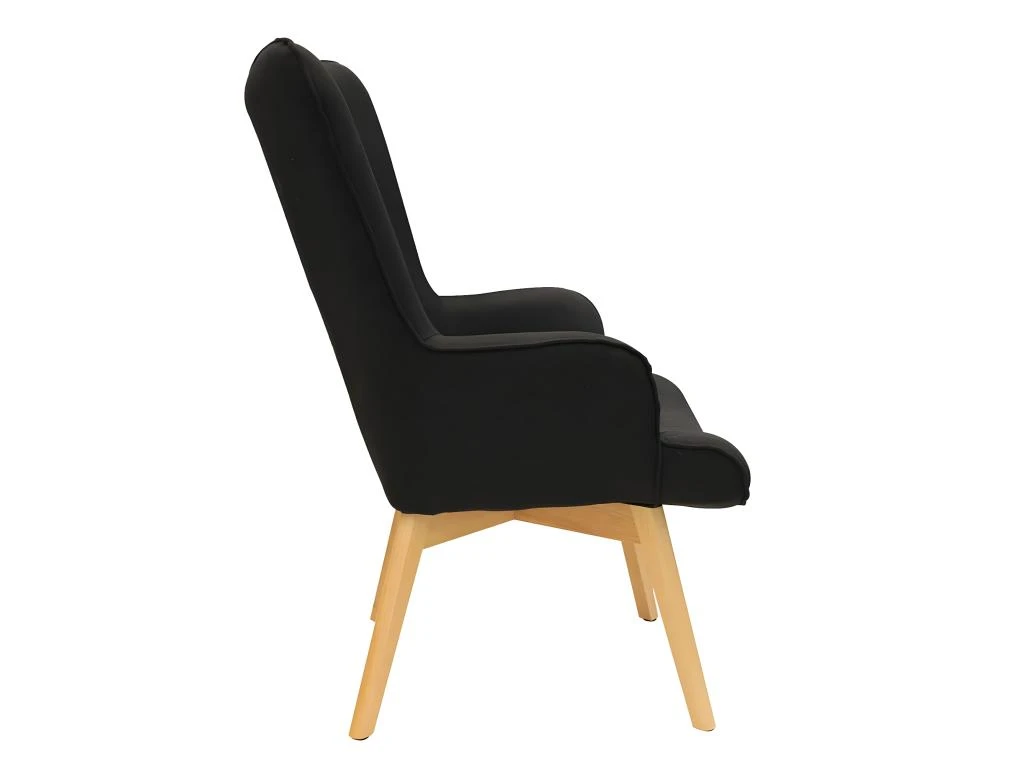 HAYNA - Fauteuil Noir Et Piétement Naturel – Image 5