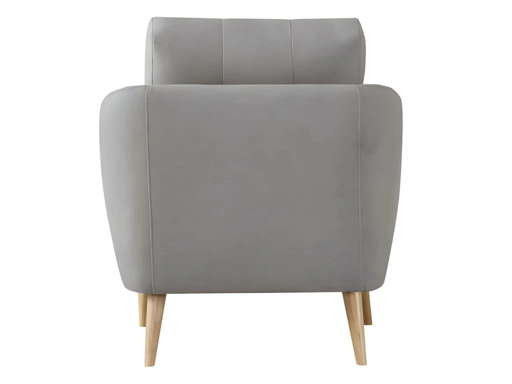 Fauteuil En Tissu Gris Avec Coussin Pieds Bois De Hêtre Massif - LORNA – Image 5