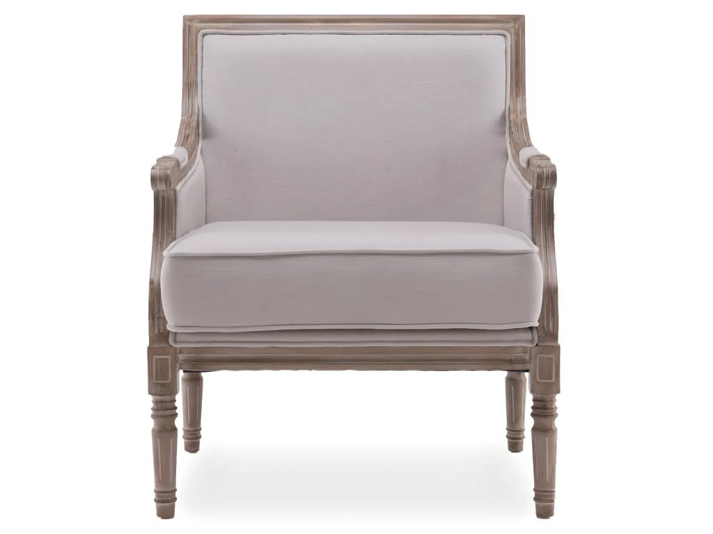 Fauteuil Bergère Ambroise Style Louis XVI Tissu Beige – Image 2