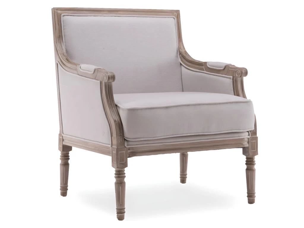 Fauteuil Bergère Ambroise Style Louis XVI Tissu Beige – Image 3