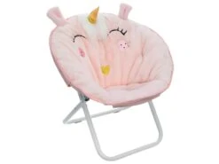 Fauteuil Licorne Pour Enfant En Tissu Rose Clair